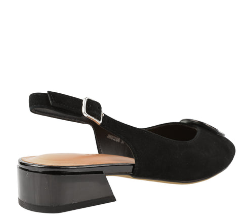 Sandale elegante, dama, EPICA, JI60028B negru, piele intoarsa, toc