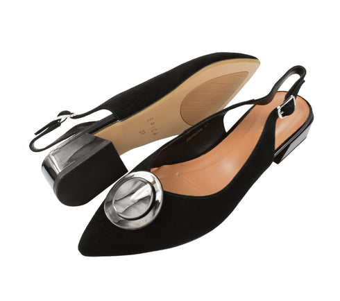 Sandale elegante, dama, EPICA, JI60028B negru, piele intoarsa, toc