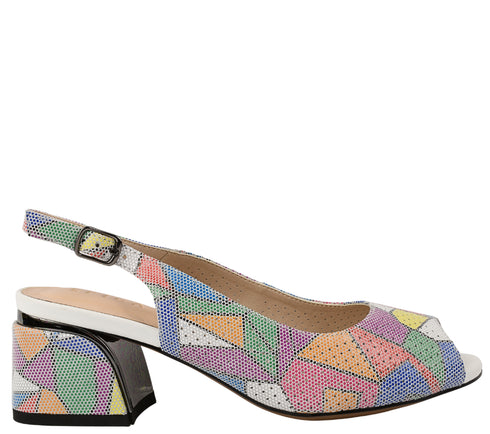 Sandale elegante, dama, EPICA, JI60052B multicolor, piele naturala, cu toc