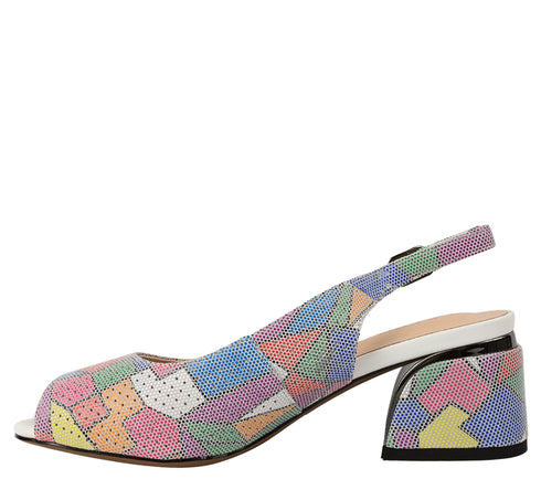 Sandale elegante, dama, EPICA, JI60052B multicolor, piele naturala, cu toc