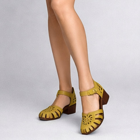 Sandale casual, dama, ADA SHOES, 631 galben, piele naturala