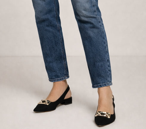 Sandale elegante, dama, EPICA, K380010B negru, piele intoarsa, toc