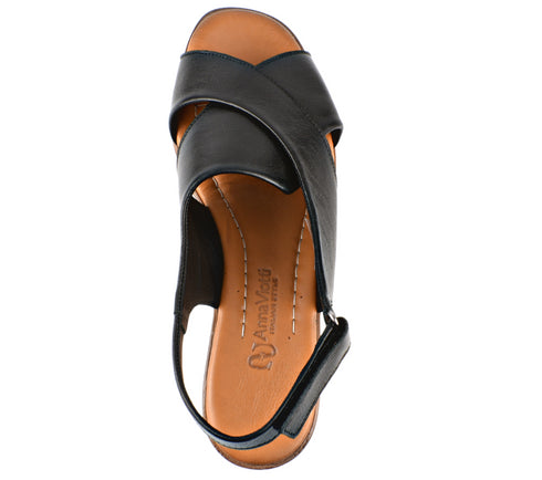 Sandale casual, dama, ANNA VIOTTI, D42-6025 negru, piele naturala