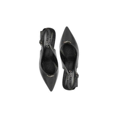 Sandale elegante, dama, PASS COLLECTION, XD80005A negru, piele naturala, cu toc