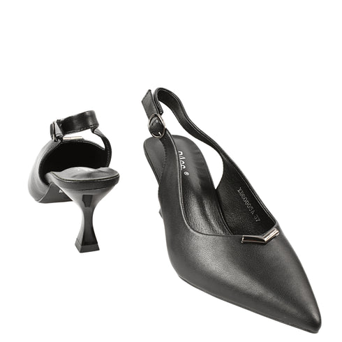 Sandale elegante, dama, PASS COLLECTION, XD80005A negru, piele naturala, cu toc