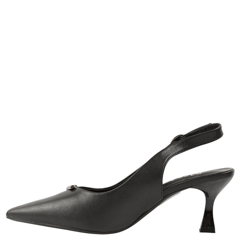 Sandale elegante, dama, PASS COLLECTION, XD80005A negru, piele naturala, cu toc