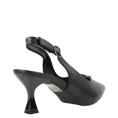 Sandale elegante, dama, PASS COLLECTION, XD80005A negru, piele naturala, cu toc