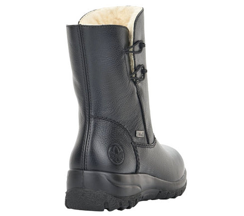 Ghete casual, dama, RIEKER ANTISTRESS TEX Z7172-00, negru, piele naturala