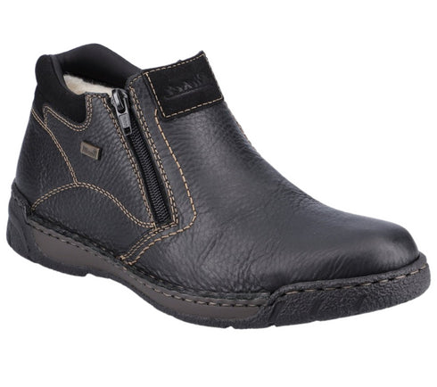 Ghete casual, barbati, RIEKER, TEX ANTISTRESS, B0392-00 negru, piele naturala