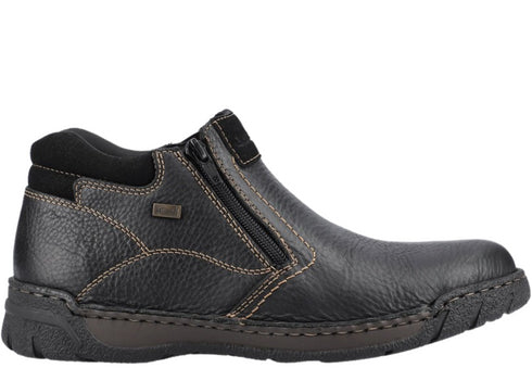 Ghete casual, barbati, RIEKER, TEX ANTISTRESS, B0392-00 negru, piele naturala