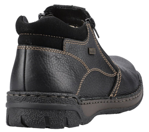 Ghete casual, barbati, RIEKER, TEX ANTISTRESS, B0392-00 negru, piele naturala