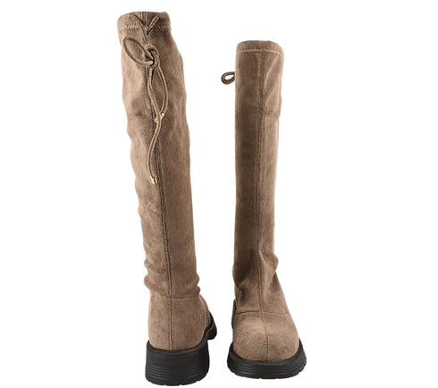 Cizme casual, dama, FORMAZIONE, 3099-5, bej, piele intoarsa, toc