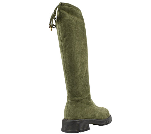 Cizme casual, dama, FORMAZIONE, 3099-5, verde, piele intoarsa, toc