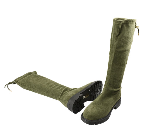 Cizme casual, dama, FORMAZIONE, 3099-5, verde, piele intoarsa, toc