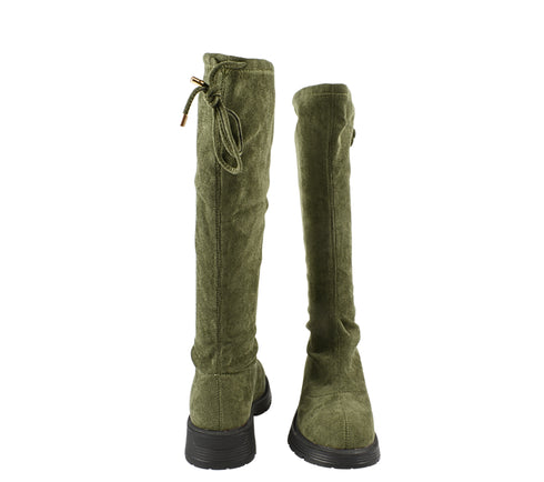 Cizme casual, dama, FORMAZIONE, 3099-5, verde, piele intoarsa, toc