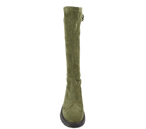 Cizme casual, dama, FORMAZIONE, 3099-5, verde, piele intoarsa, toc