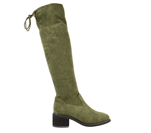 Cizme elegante, dama, FORMAZIONE, 8608-5, verde, piele intoarsa, toc