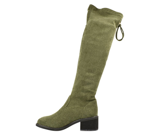 Cizme elegante, dama, FORMAZIONE, 8608-5, verde, piele intoarsa, toc