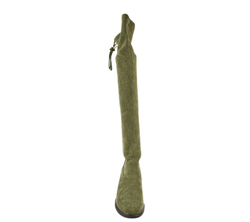 Cizme elegante, dama, FORMAZIONE, 8608-5, verde, piele intoarsa, toc