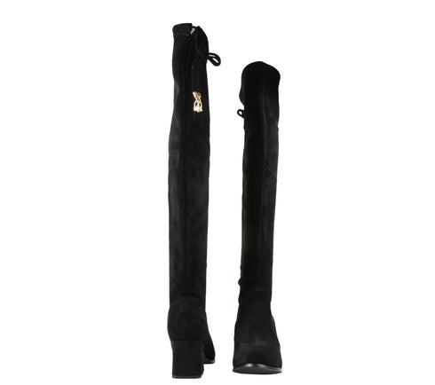 Cizme elegante, dama, FORMAZIONE, 170863, negru, piele intoarsa. toc