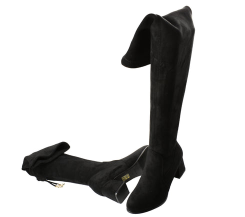 Cizme elegante, dama, FORMAZIONE, 170863, negru, piele intoarsa. toc