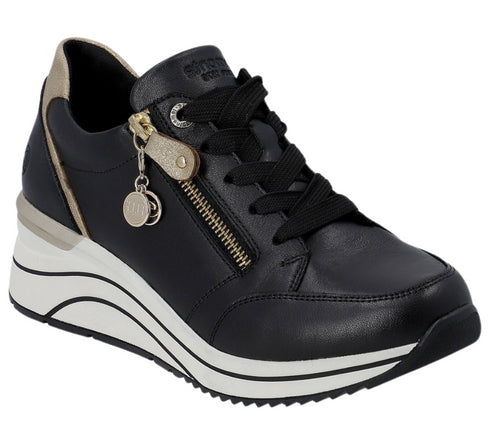 Pantofi sport, dama, REMONTE SOFT, D0T03-01 negru, piele naturala, ortopedic