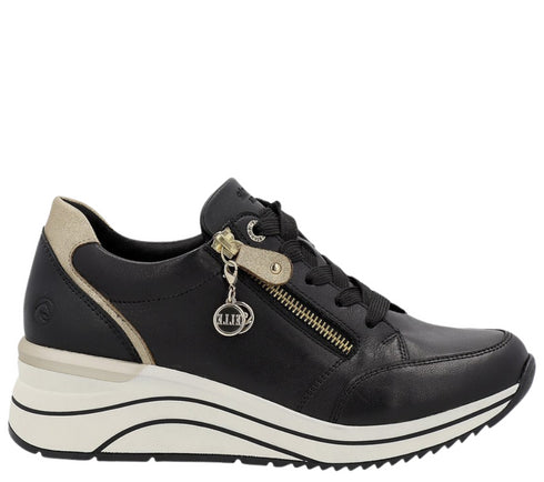 Pantofi sport, dama, REMONTE SOFT, D0T03-01 negru, piele naturala, ortopedic