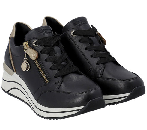 Pantofi sport, dama, REMONTE SOFT, D0T03-01 negru, piele naturala, ortopedic