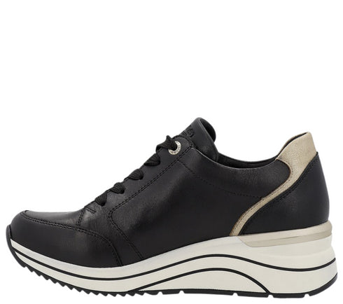 Pantofi sport, dama, REMONTE SOFT, D0T03-01 negru, piele naturala, ortopedic