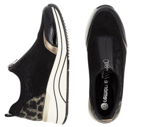 Pantofi sport, dama, REMONTE, D0T08-02 negru, piele ecologica