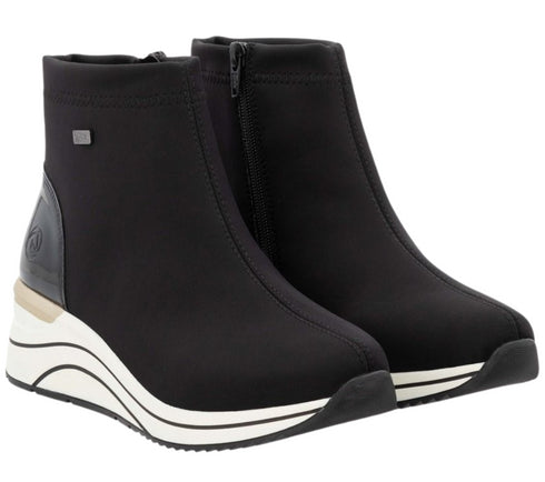 Gheata casual, dama, REMONTE TEX, D0T73-03 negru, textil, ortopedic