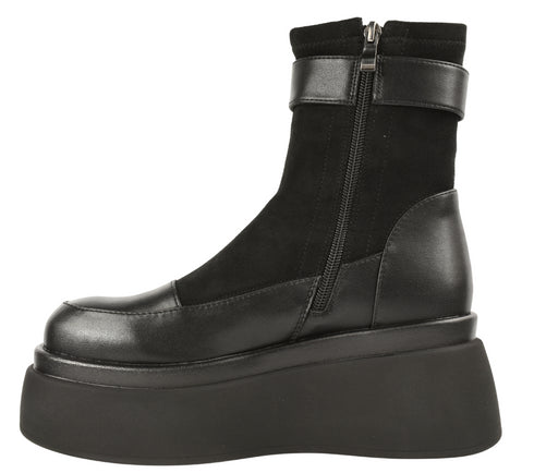 Ghete casual, dama, ANNA VIOTTI, D106-F8365 negru, piele naturala