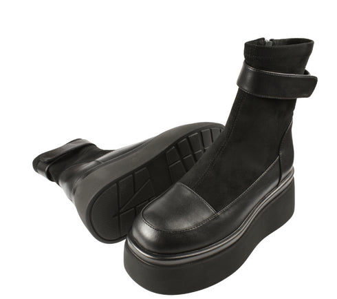 Ghete casual, dama, ANNA VIOTTI, D106-F8365 negru, piele naturala