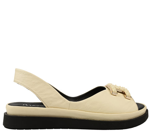 Sandale casual, dama, ANNA VIOTTI, D30-10 crem, piele naturala