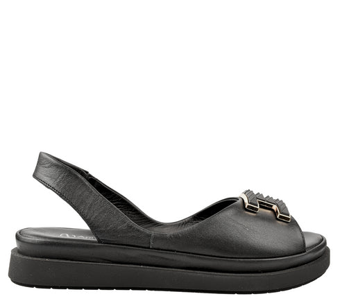 Sandale casual, dama, ANNA VIOTTI, D30-10 negru, piele naturala