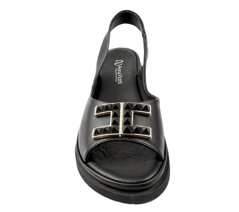 Sandale casual, dama, ANNA VIOTTI, D30-10 negru, piele naturala