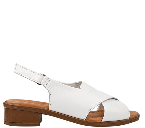 Sandale elegante, dama, ANNA VIOTTI, D42-6025 alb, piele naturala, cu toc