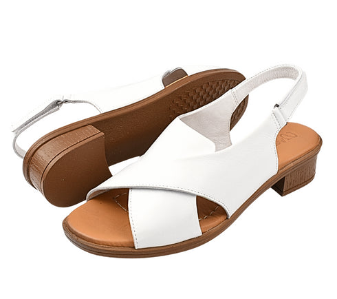 Sandale elegante, dama, ANNA VIOTTI, D42-6025 alb, piele naturala, cu toc