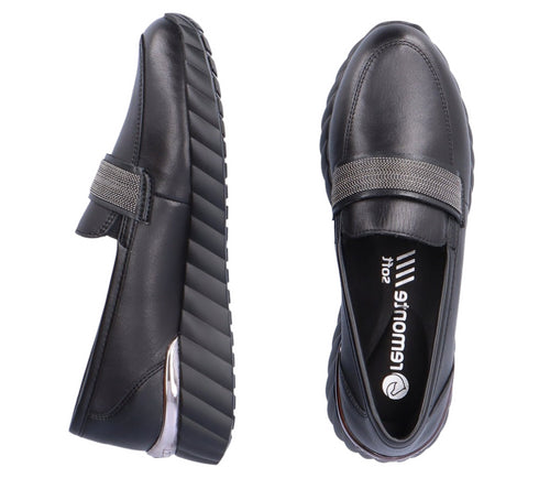 Pantofi casual, dama, REMONTE SOFT, D5910-01 negru, piele naturala