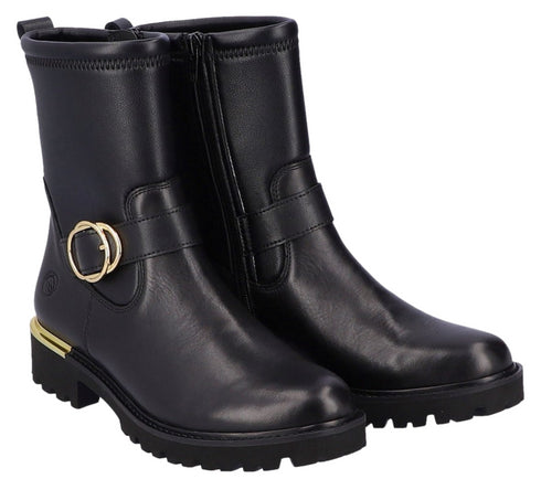 Ghete casual, dama, REMONTE, D8666-01 negru, piele naturala