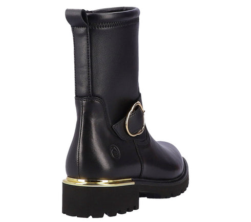 Ghete casual, dama, REMONTE, D8666-01 negru, piele naturala