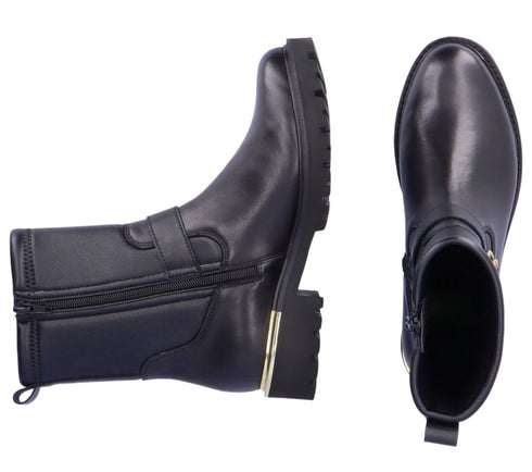 Ghete casual, dama, REMONTE, D8666-01 negru, piele naturala