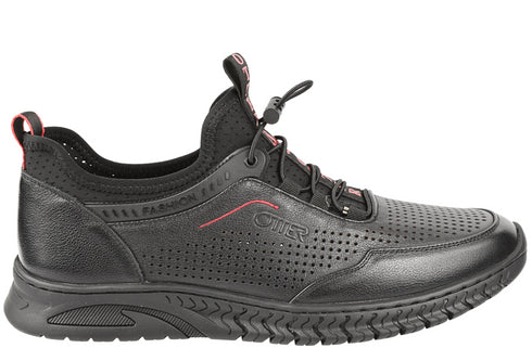 Pantofi sport, barbati, OTTER, E620010 negru, perforat, piele naturala