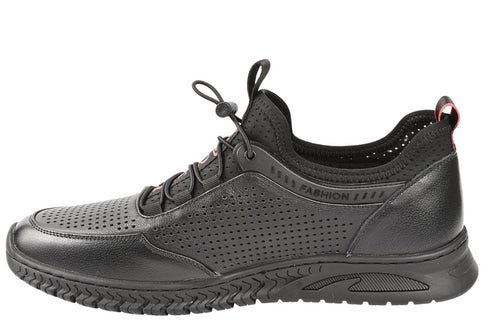 Pantofi sport, barbati, OTTER, E620010 negru, perforat, piele naturala