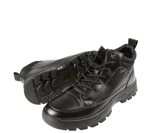 Ghete casual, barbati, GALLOP, 7797, negru, piele naturala