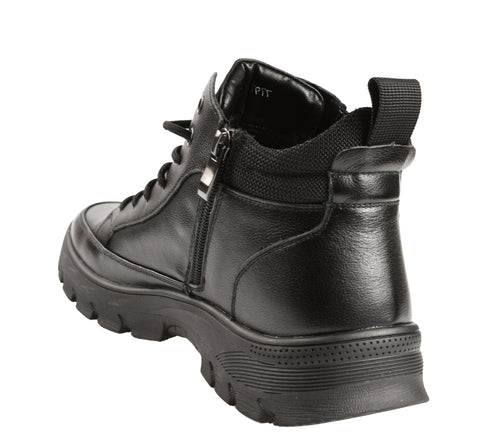 Ghete casual, barbati, GALLOP, 7797, negru, piele naturala