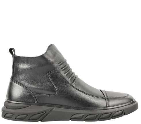 Ghete casual, barbati, MELS, 1003 negru, piele naturala