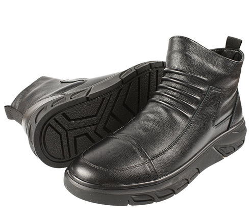 Ghete casual, barbati, MELS, 1003 negru, piele naturala