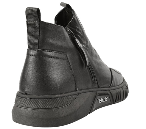 Ghete casual, barbati, MELS, 5028 negru, piele naturala