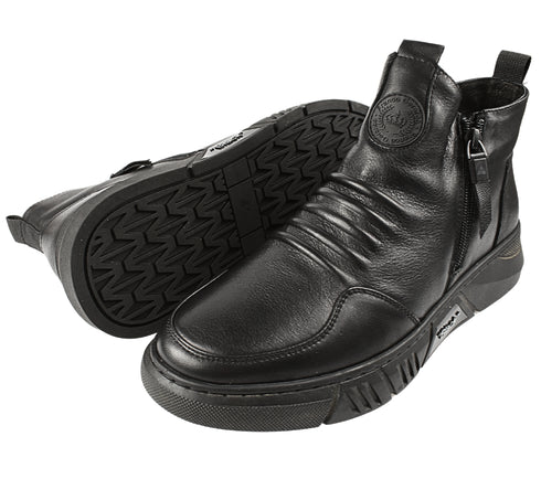 Ghete casual, barbati, MELS, 5028 negru, piele naturala